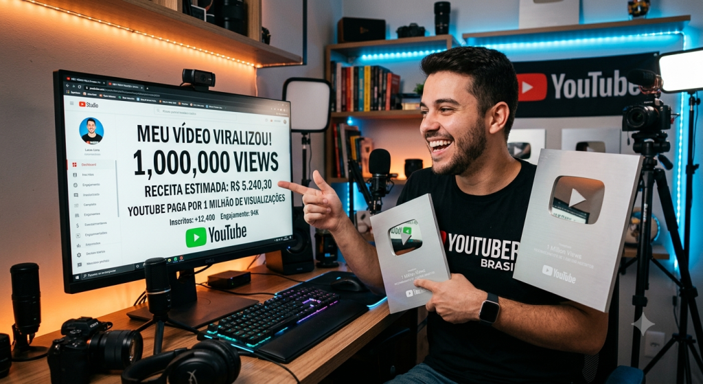 quanto o YouTube paga por 1 milhão de visualizações